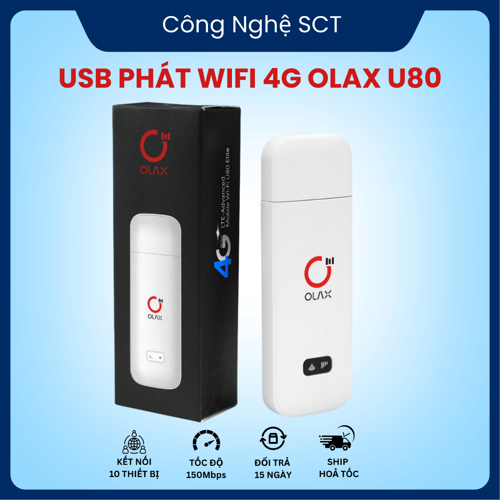 USB Dcom OLAX U80 Phát Wifi CHo Điện Thoại Camera Máy Tính PC Phát Liên Tục CHo 10 Thiết Bị Cùng Lúc