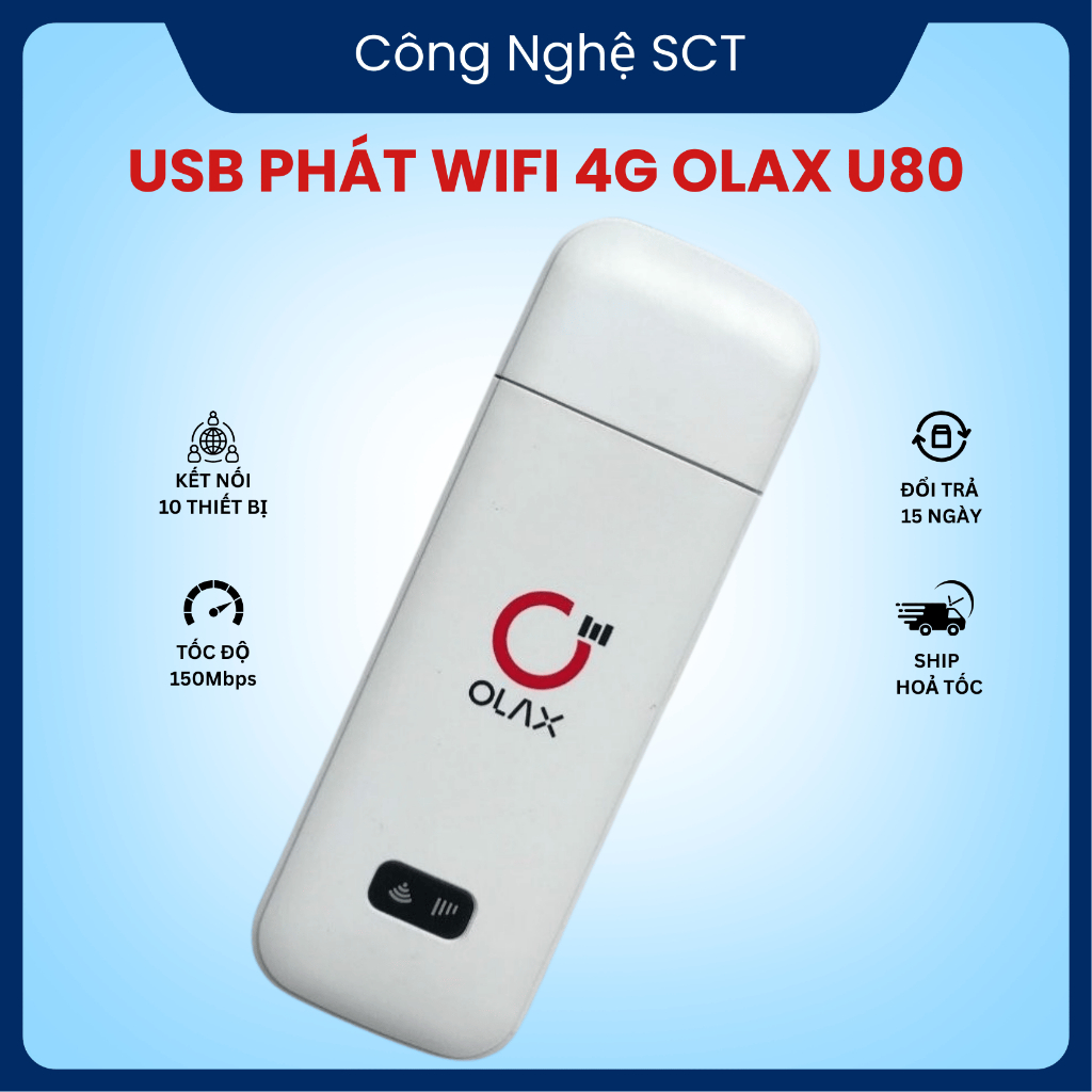 Thiết Bị Phát Mạng 4G - USB OLAX U80 - Lắp Sim Mạng Dùng Luôn Cực Tiện Lợi - Đổi Đươck IP PASS Dcom