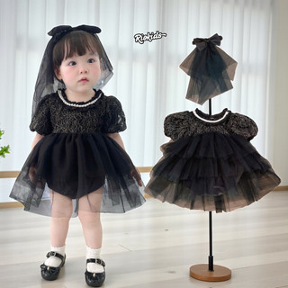 [4-11kg] Body váy công chúa đen RIOKIDS đầm cho bé gái sơ sinh thôi nôi 1 tuổi tiệc Halloween BD272