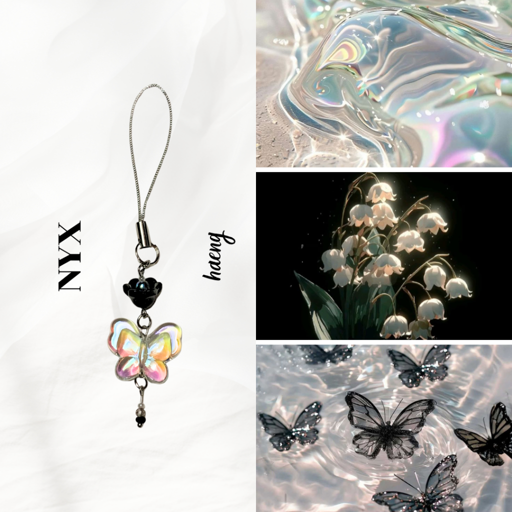 [NYX] Móc khóa NYX lily đen hồ điệp trắng Haeng.Borahae