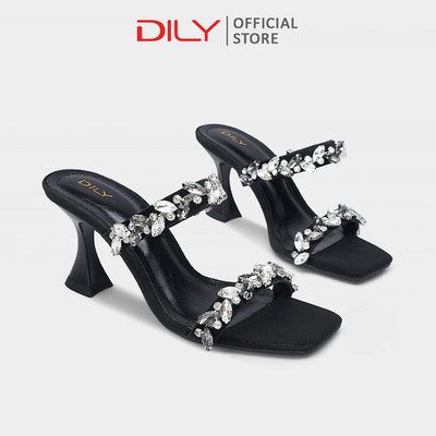 Guốc nữ DILY quai đính đá sang trọng, dép guốc cao gót nhọn tôn dáng 7cm DL0601