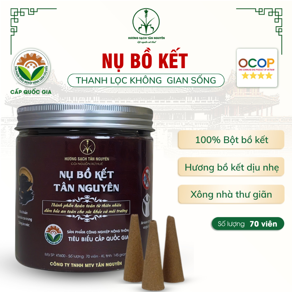 Nụ bồ kết Tân Nguyên, bồ kết xông nhà, nụ đuổi muỗi hộp 70 viên xông nhà kháng khuẩn, thanh lọc khí
