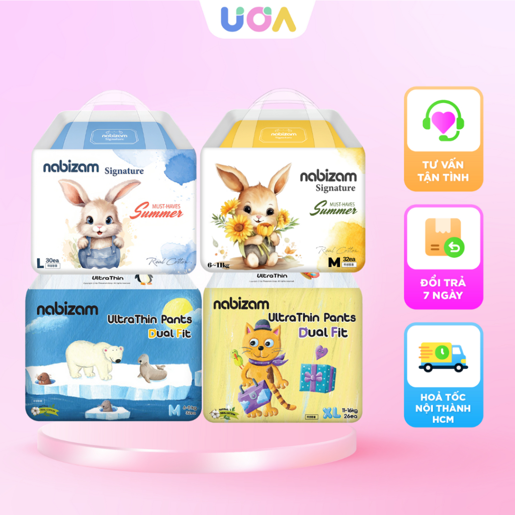 Bỉm dán/ bỉm quần Nabizam đủ size S/M/L/XL/XXL cho bé