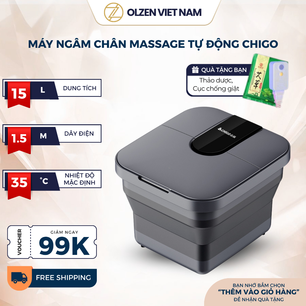 Máy Ngâm Chân Massage Tự Động Chigo OLZEN Gấp Gọn Giúp Thư Giãn Hỗ Trợ Lưu Thông Mạch Máu Hiệu Quả B