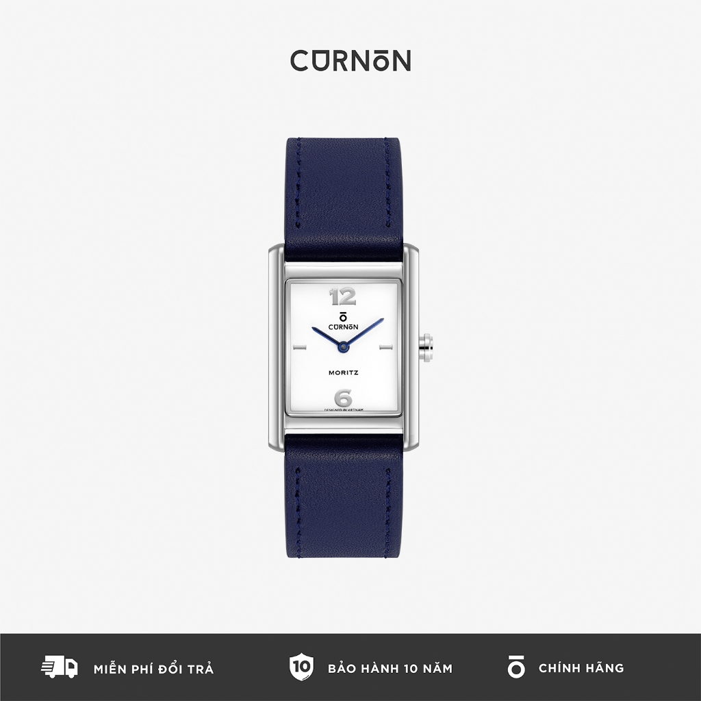 Đồng Hồ Nam Curnon Moritz Celeste – Phong Cách Thời Thượng, Mặt Vuông Cổ Điển, Dây Da Cao Cấp