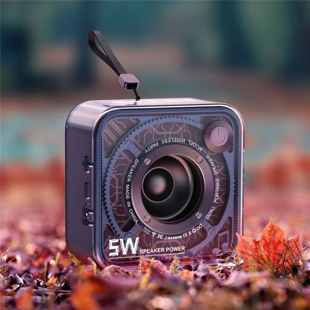 Loa bluetooth mini bass mạnh DW12 vỏ trong suốt nghe nhạc không dây cầm tay nhỏ gọn dây hỗ trợ thẻ n