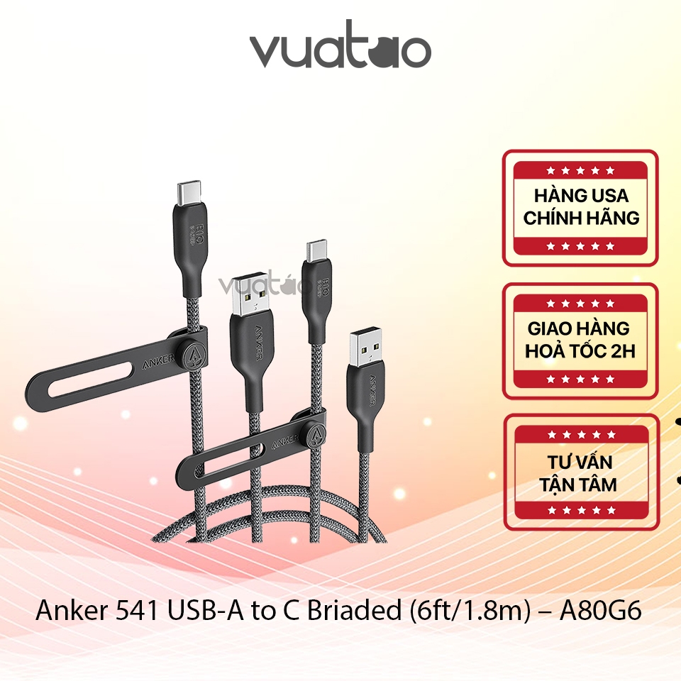 Cáp Anker 541 USB-A to USB-C Briaded (6ft/1.8m) – A80G6 - B80G6