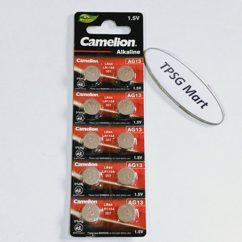 Pin AG13, G13, LR44, L1154F, SR1154, 228, SG13, A76, GP76A, 357, SR44W, SR44SW / Pin CAMELION