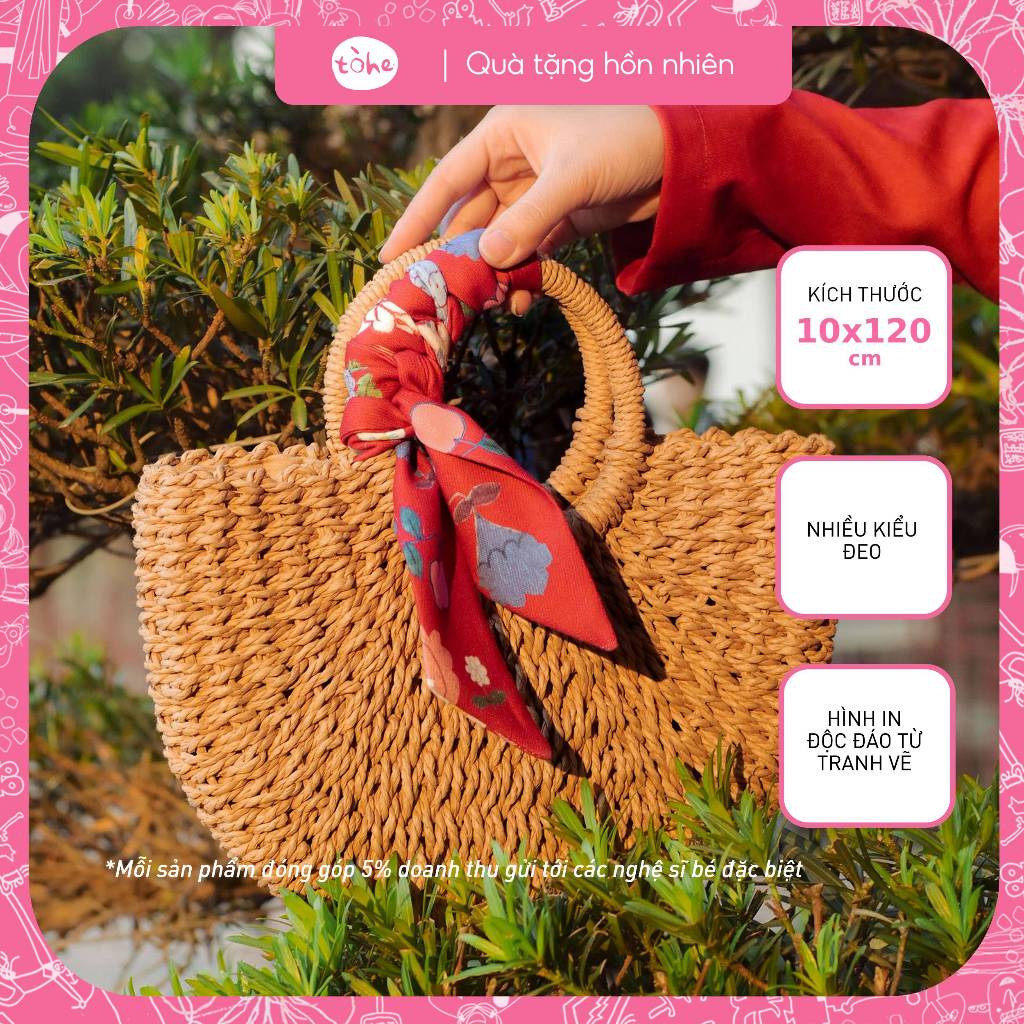 Khăn Twilly Tòhe quàng cổ, khăn buộc cổ, buộc tóc, quấn túi xách, khăn cổ phụ kiện, buộc túi xách nữ