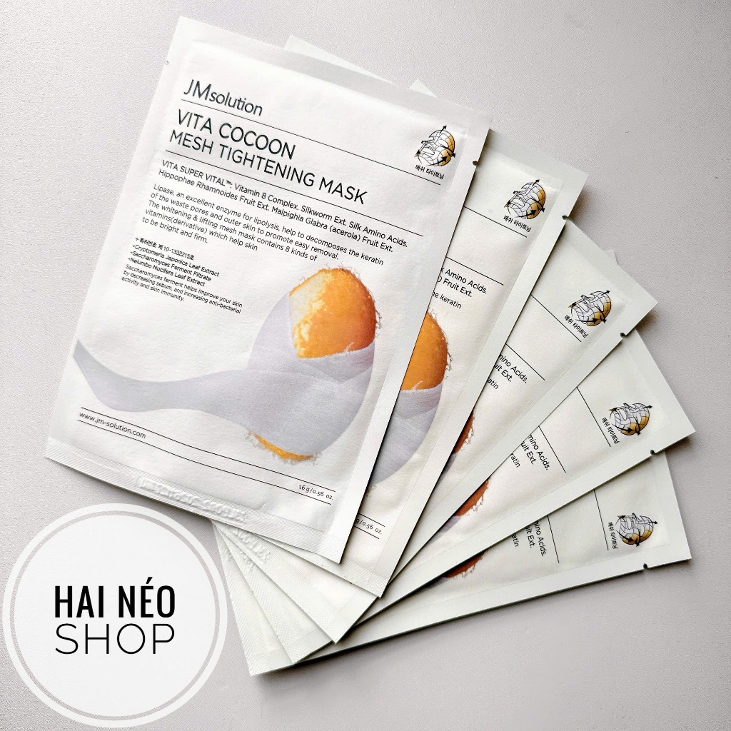 [DATE 27/11/2026] Set 5 miếng nạ lưới Tơ tằm, Nấm men & 8 loại Vitamin, trắng da, căng bóng JMsoluti