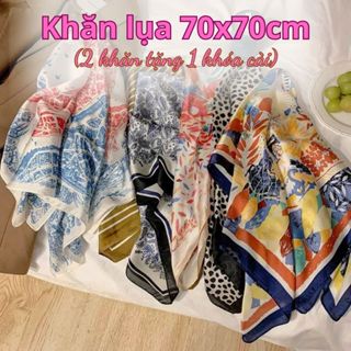 [Mua 2 khăn tặng 1 khóa] Khăn quàng cổ bandana vuông 70x70cm - Choàng cổ, trùm đầu Cloverstore68 Women Nữ