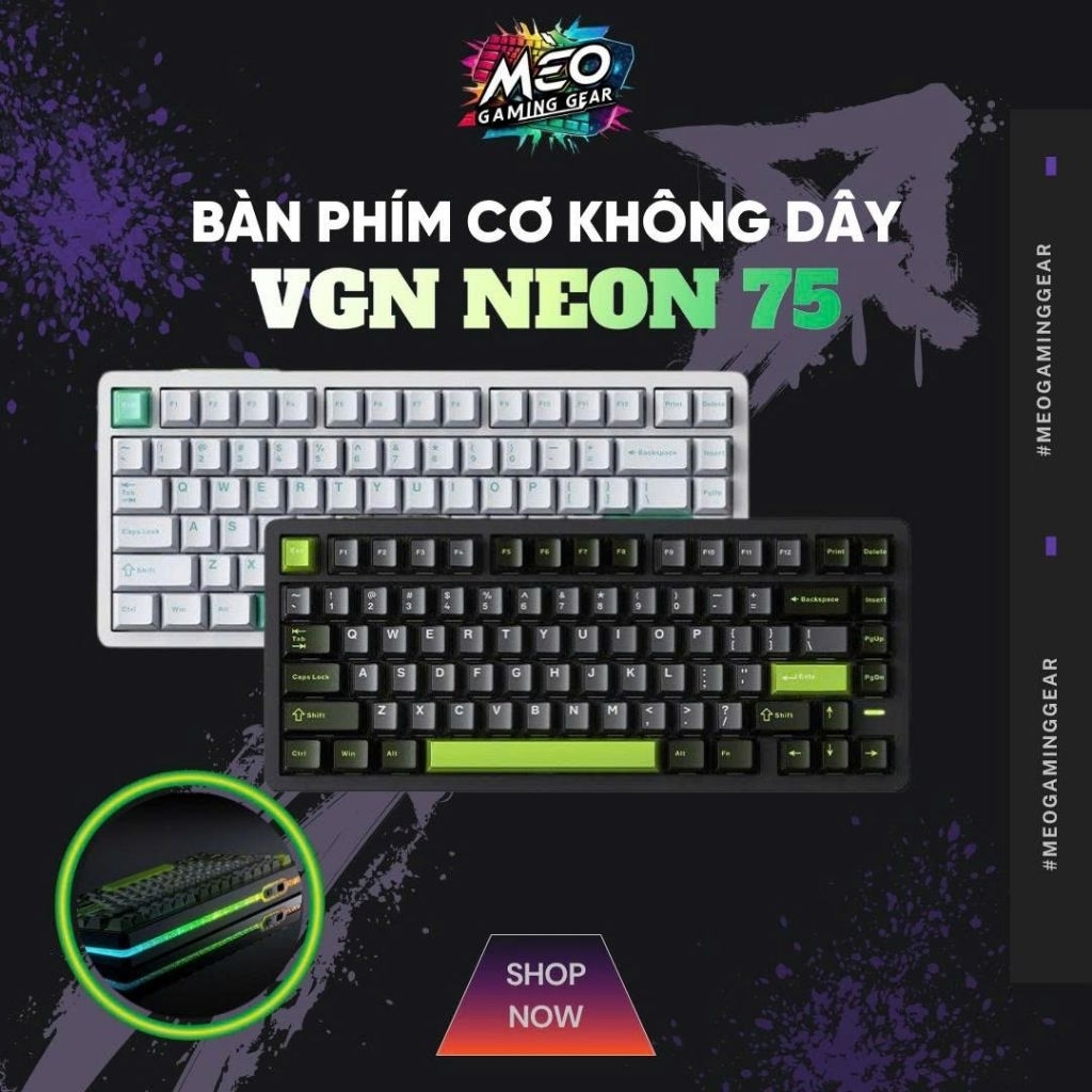 Bàn phím cơ gaming VGN Neon 75 - 3 MODE - Dual Polling Rate 8K - RT 0.005mm - Pin 8000mAh | BigBuy360 - bigbuy360.vn