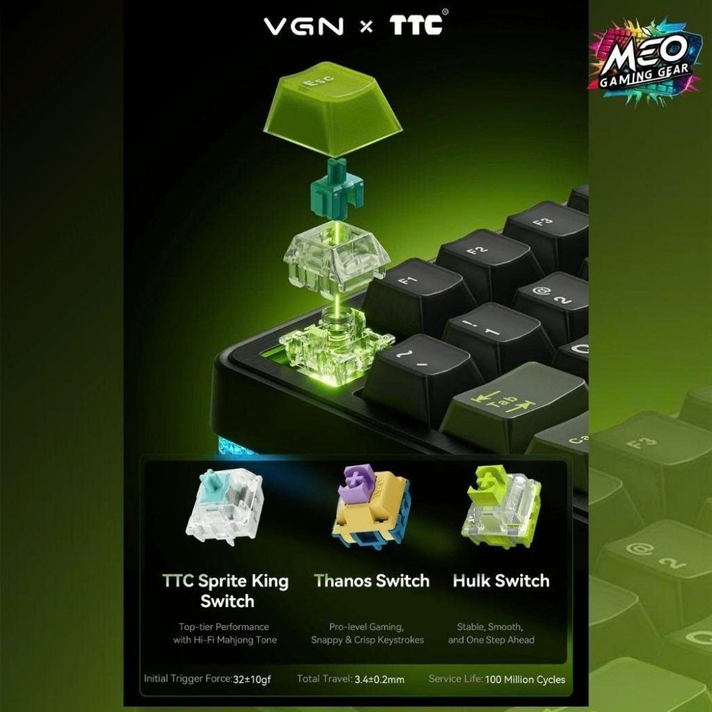 Bàn phím cơ gaming VGN Neon 75 - 3 MODE - Dual Polling Rate 8K - RT 0.005mm - Pin 8000mAh | BigBuy360 - bigbuy360.vn