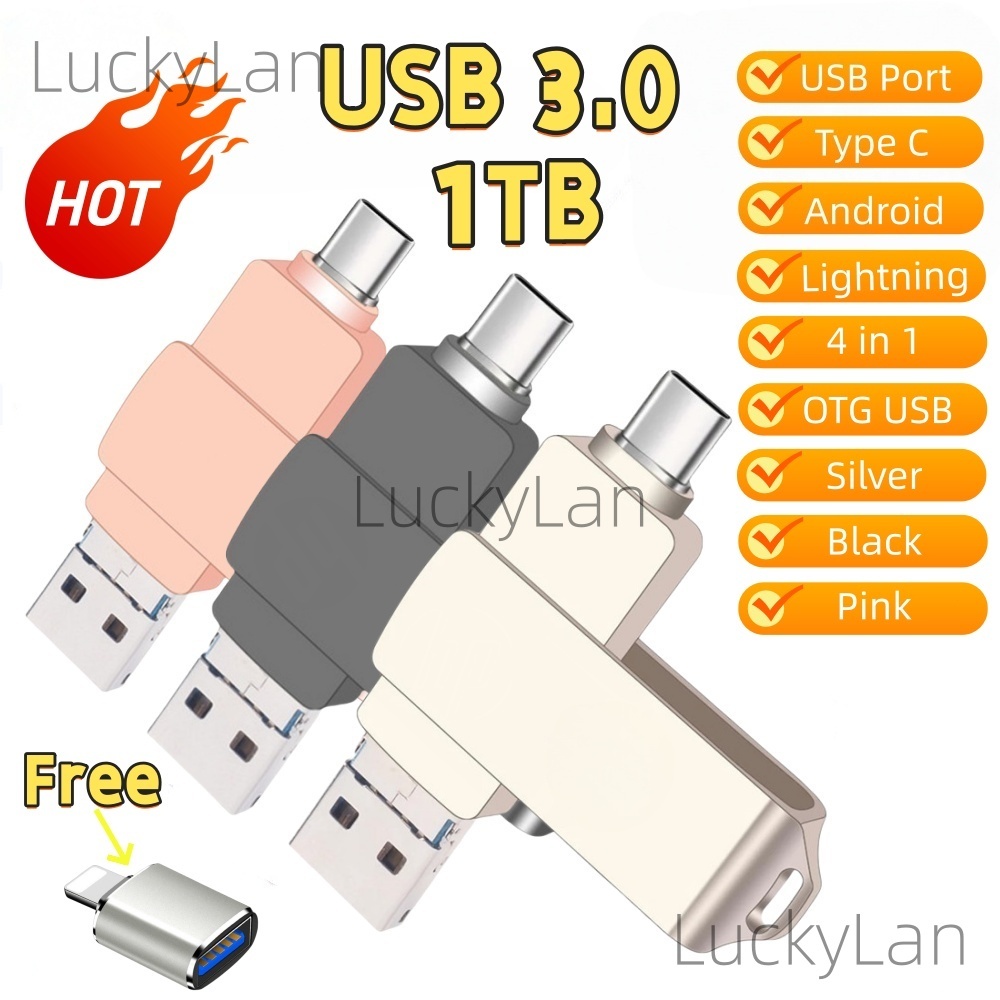 1TB otg usb 4 trong 1 loại C android sét USB 3.0 otg usb ổ đĩa flash phổ quát otg usb