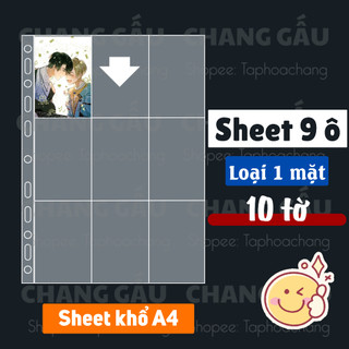 10 tờ sheets 9 ô lưu trữ thẻ bài, card kpod, thẻ ảnh idol - Khổ A4