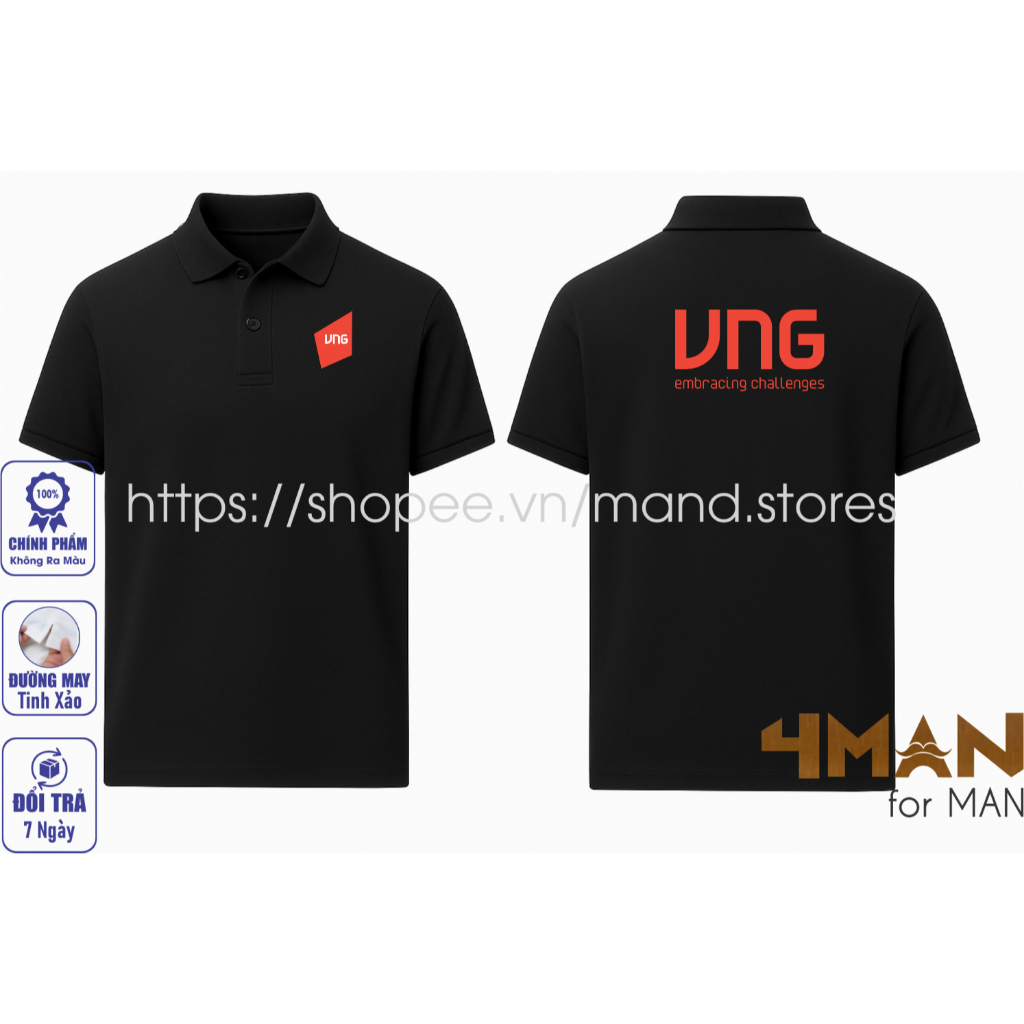 Áo thun Polo VNG - Thun Cá sấu CVC Cao Cấp Dày Mịn Thoáng Mát - Chống nhăn - 4Man Store