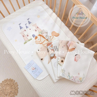 Lót Chống Thấm Cotton Monona - Tấm Lót Thay Tã Bỉm Chống Thấm Cho Bé Sơ Sinh 3 lớp KT 50* 70cm