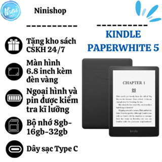 Máy đọc sách kindle paperwhite 5 bảo hành 1 năm tặng bao da gồm 2 phiên bản 8gb và 32gb