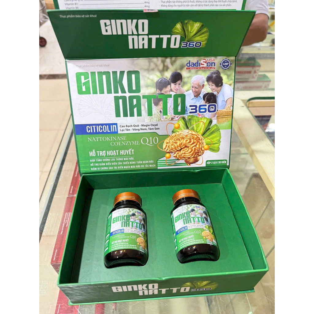 thực phẩm bảo vệ sức khỏe GINKO NATTO 360 hộp 60 viên hỗ trợ, hoạt huyết bổ não lưu thông máu n