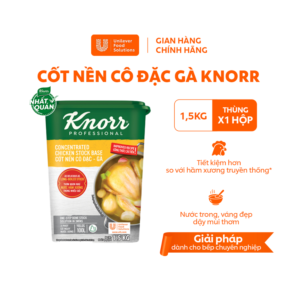 Cốt Nền Cô Đặc Gà Knorr Professional 1.5kg - Chuyên dùng cho nấu ăn
