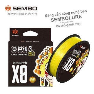  SEMBOLURE Dây PE X8 thế hệ 3 màu Vàng dây PE câu lure chậm phai màu lực kéo cao săn hàng dây Pe câu lóc chẽm nheo 
