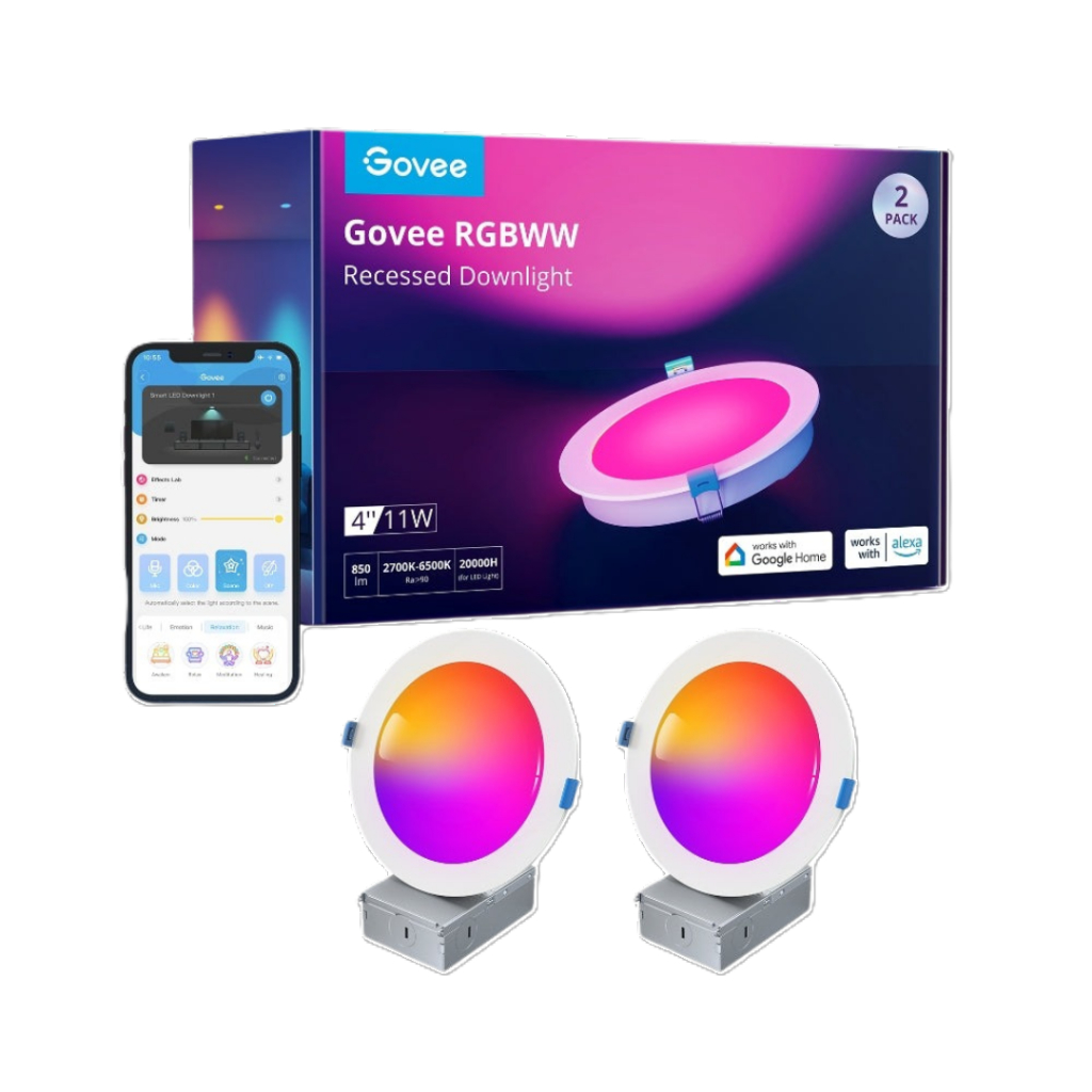 Đèn LED âm trần Govee B601B hệ màu RGBWW 4inch 11W 2 pack tạo trải nghiệm thông  cho căn nhà