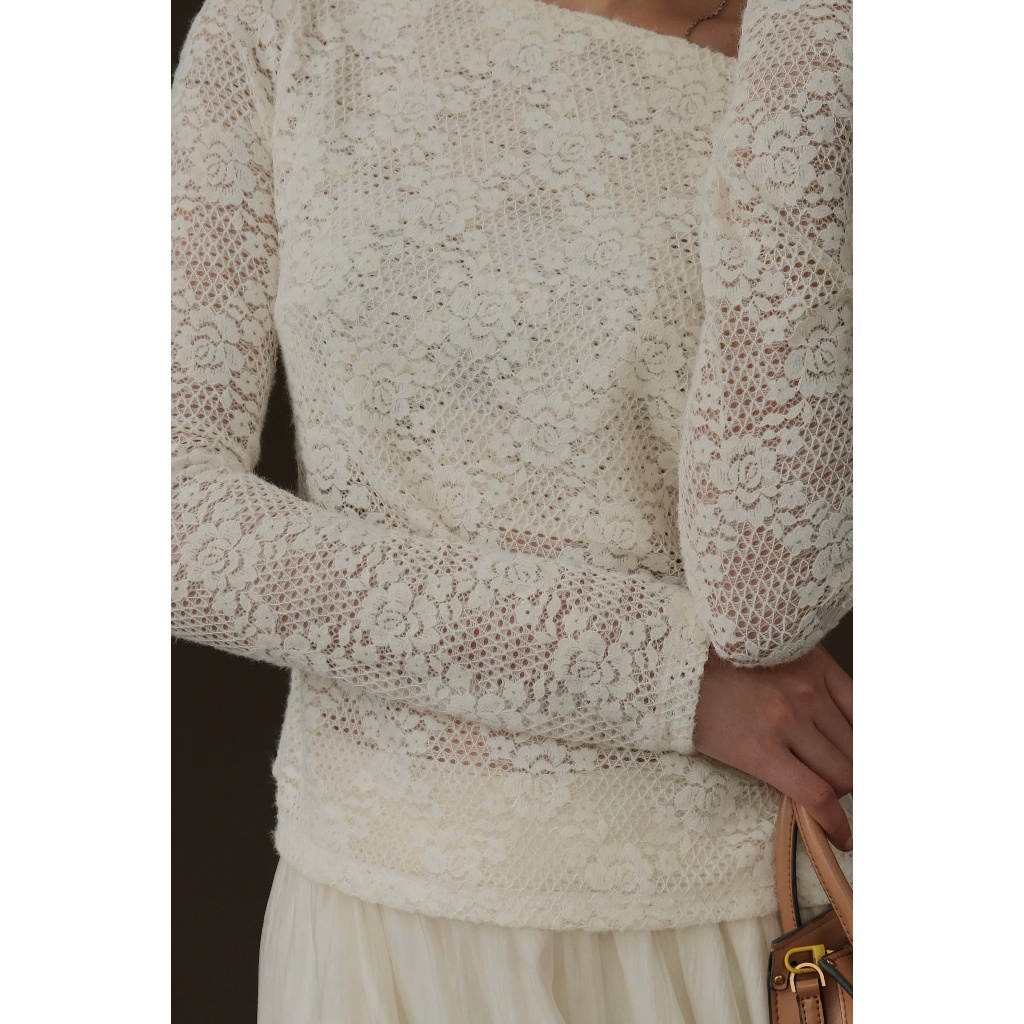 Áo ren lông thỏ nữ mặc lệch vai, co dãn, phong cách, thanh lịch Miolady | BigBuy360 - bigbuy360.vn