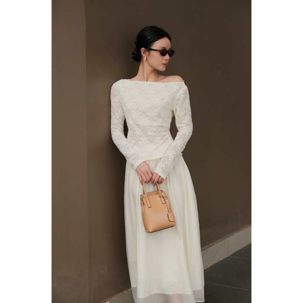 Áo ren lông thỏ nữ mặc lệch vai, co dãn, phong cách, thanh lịch Miolady | BigBuy360 - bigbuy360.vn