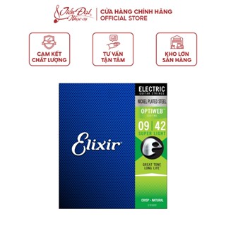  Chính Hãng Bộ Dây Đàn Guitar Điện Electric Elixir 19002 Optiweb Coating Super Light  .009-.042  