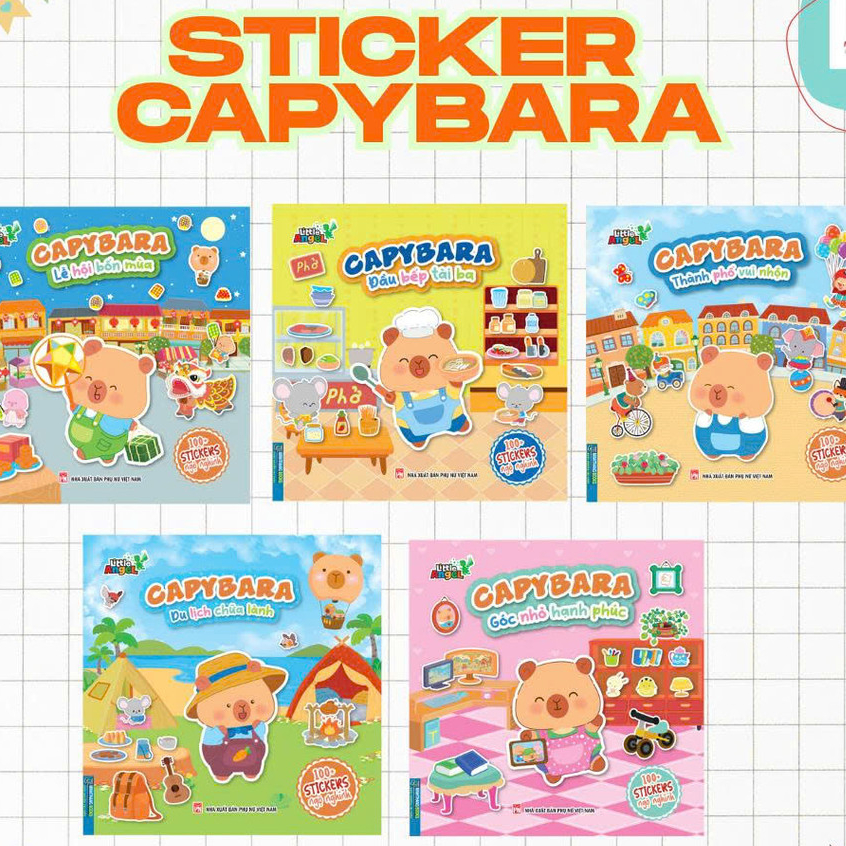 Sách - Combo Sticker CAPYBARA ngộ nghĩnh (100+ sticker) MT