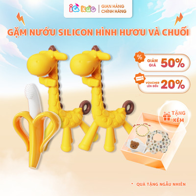 Gặm Nướu Silicon Hình Hươu & Chuối IQKao  Mềm Mại, Dễ Cầm Nắm, An Toàn Cho Bé, Hỗ Trợ Mọc Răng