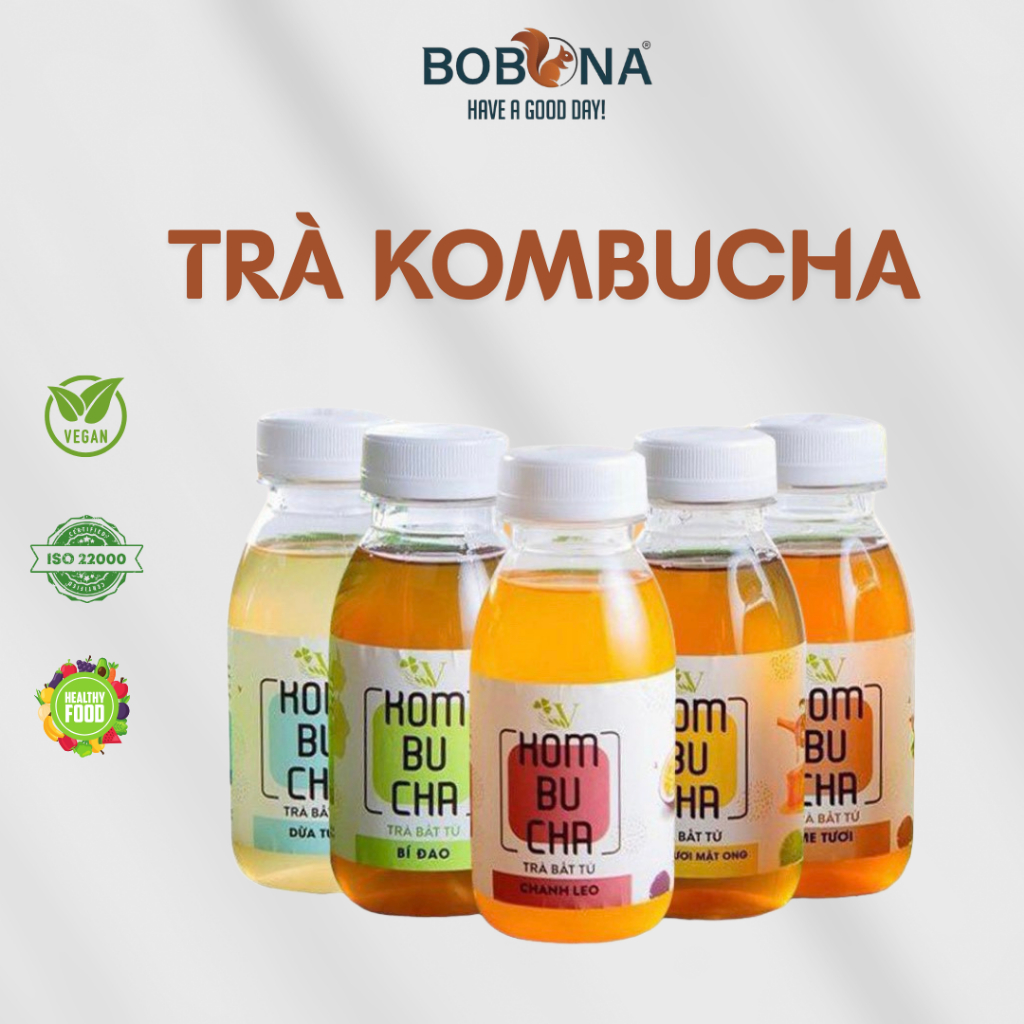 Trà Kombucha Light Dưỡng Dáng Đẹp Da Với 3 Vị Chanh Leo Vị Chanh Tươi Mật Ong Vị Me (Chai 250ml)