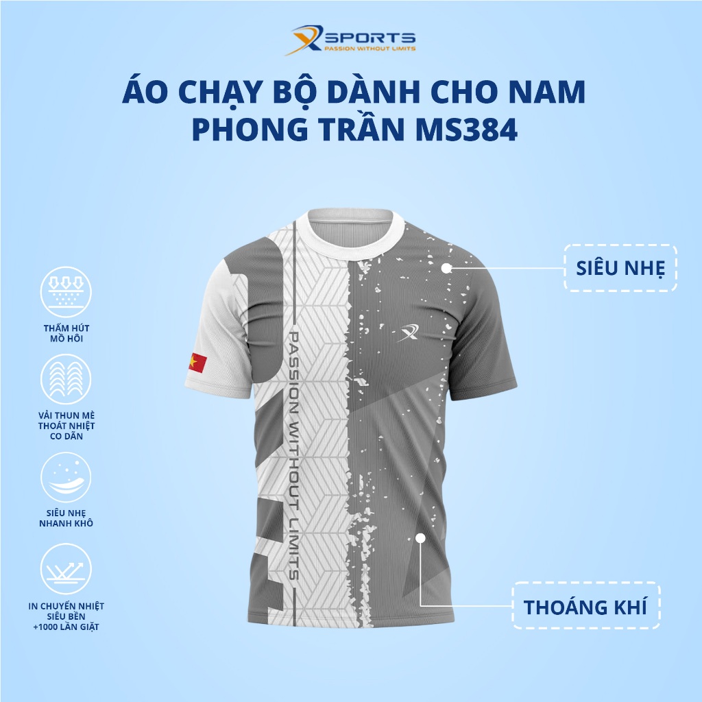 Áo Chạy Bộ Thể Thao Nam Xsports Phong Trần MS384  - Co Giãn, Thấm Hút Mồ Hôi, Dành Riêng Cho Vận Độn
