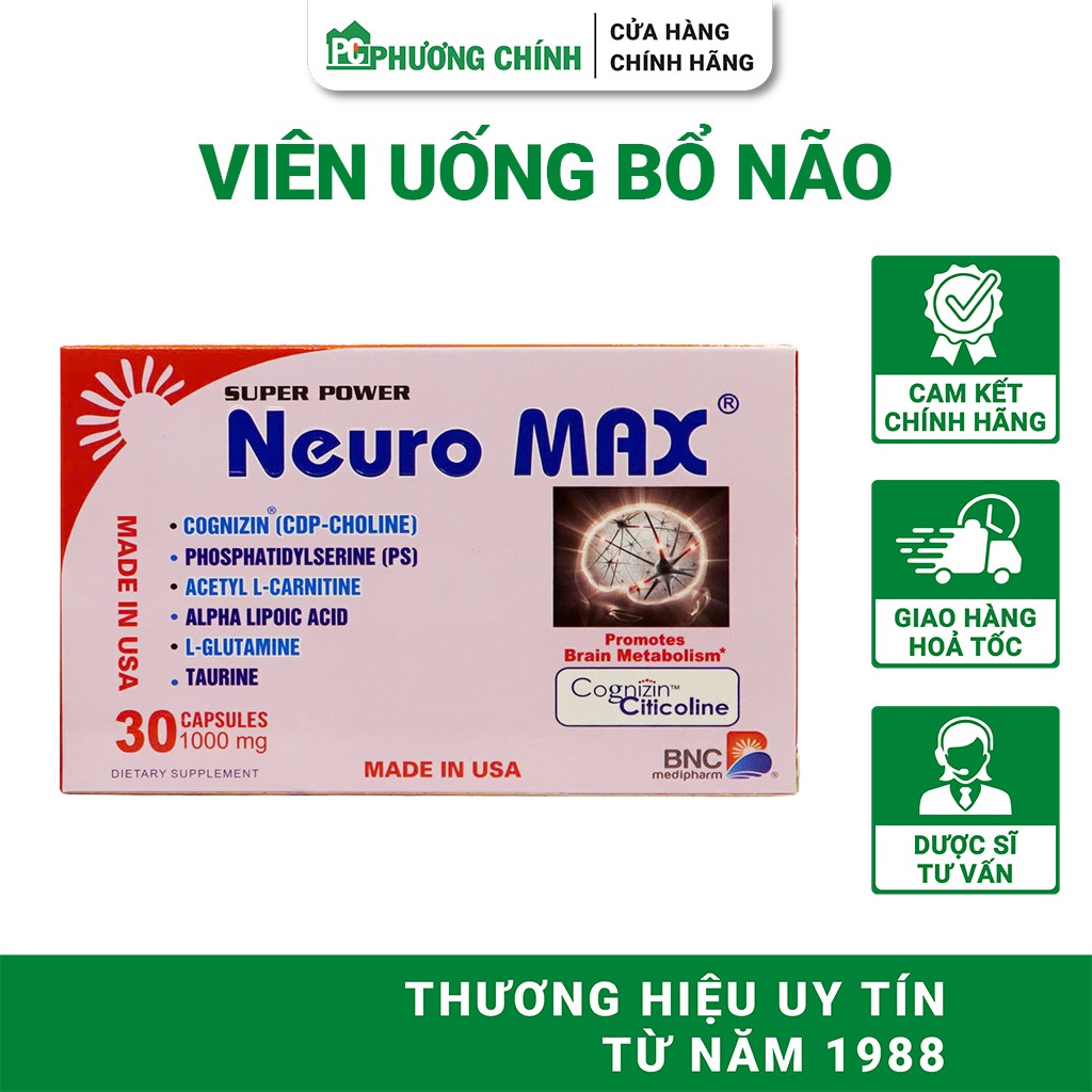 Viên Uống Bổ Não BNC Medipharm Super Power Neuro Max Hỗ Trợ Cải Thiện Tuần Hoàn Não 30 Viên/Hộp