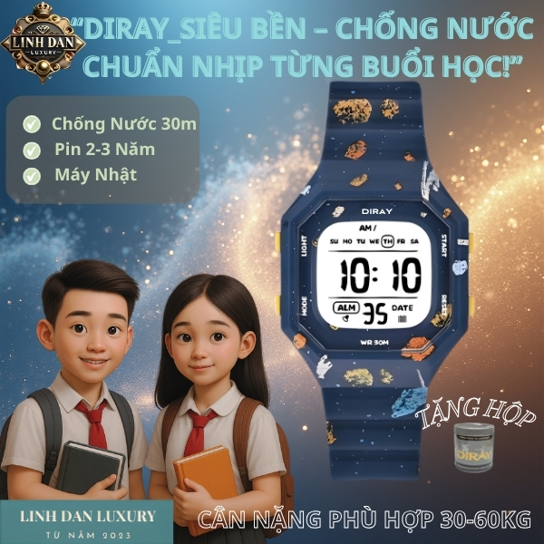 [DIRAY 24202] ⌚ Đồng Hồ Trẻ Em Thể Thao | Điện Tử – Đèn LED – Chống Nước 30M | Bé Trai, Bé Gái Cấp 1 2 –Bền Bỉ Năng Động