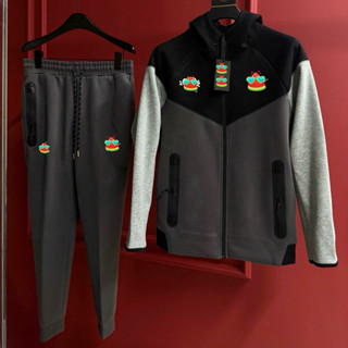  Đồ bộ nam dài tay thu đông PB teck nỉ 2 da in logo ngực phối ghép vải ba màu áo khoá mũ boy phố BD82P 