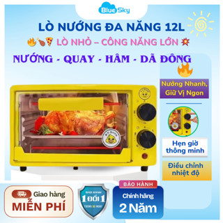 Lò Nướng Mini Đa Năng 12L nướng bánh, làm bánh, nướng gà vịt - Công suất 800W, Lò nướng mini đa năng 2 tầng tiện dụng