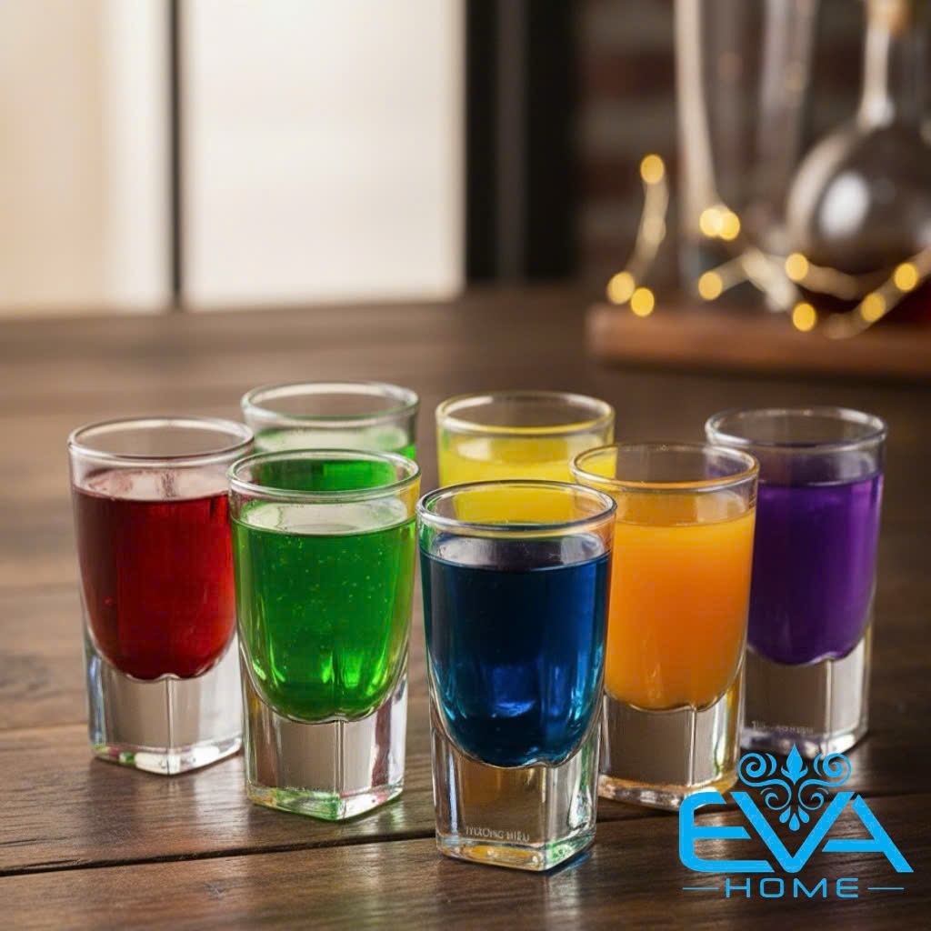 Bộ 6 Ly Shot Glass Thủy Tinh 35ml Đáy Vuông – Cốc Uống Rượu Mạnh, Espresso, Ly Đo Định Lượng Pha Chế