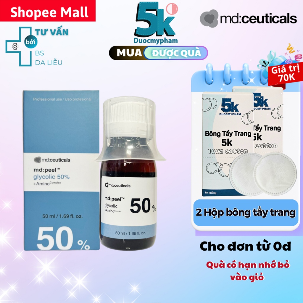 Peel thay da sinh học Md:Peel Glycolic 50% md:ceuticals – xóa nhăn, trẻ hóa da 50ml