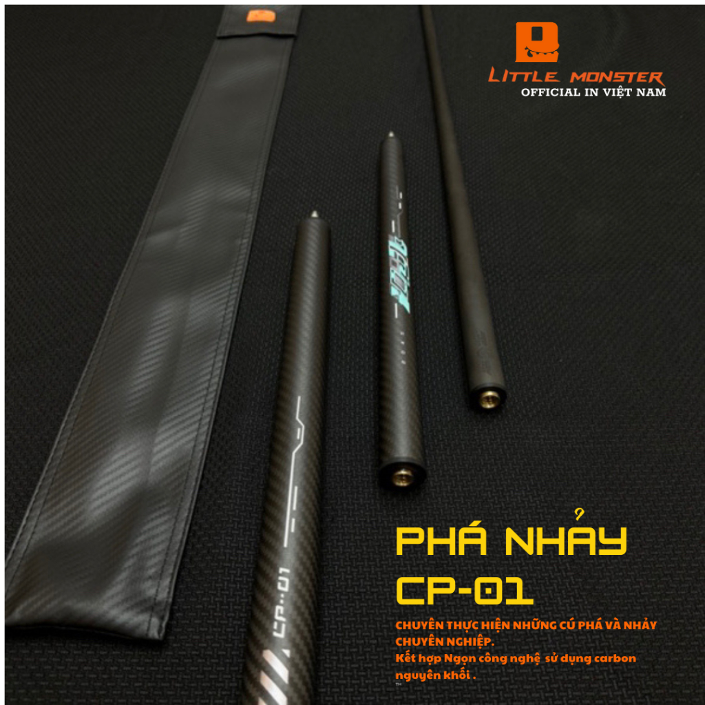 Cơ Phá nhảy CP-01- Gậy phá nhảy full Carbon Little Monster - Cơ bida phá nhảy 3 khúc