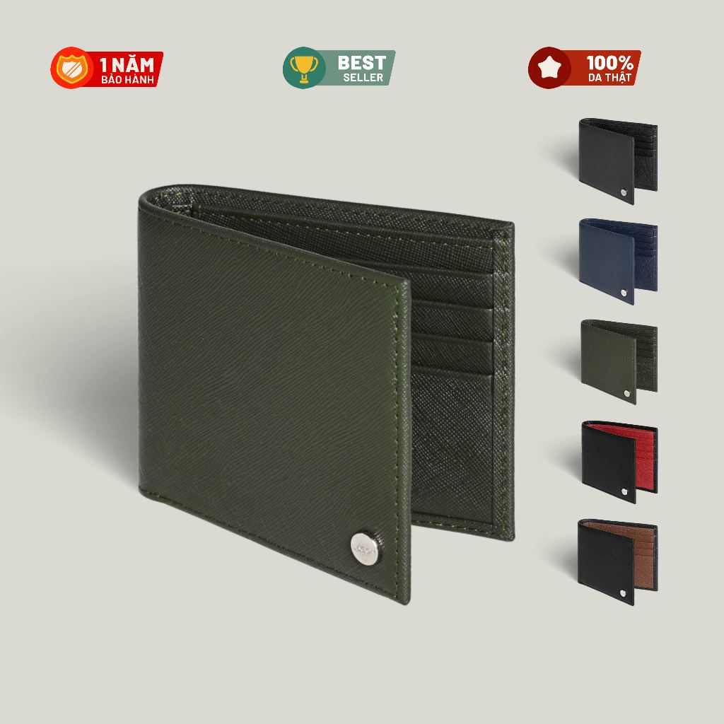 Ví Da Nam Cao Cấp – Gập Đôi Dáng Ngang – Da Thật Saffiano Leather – Lagom – Forest Bifold Wallet