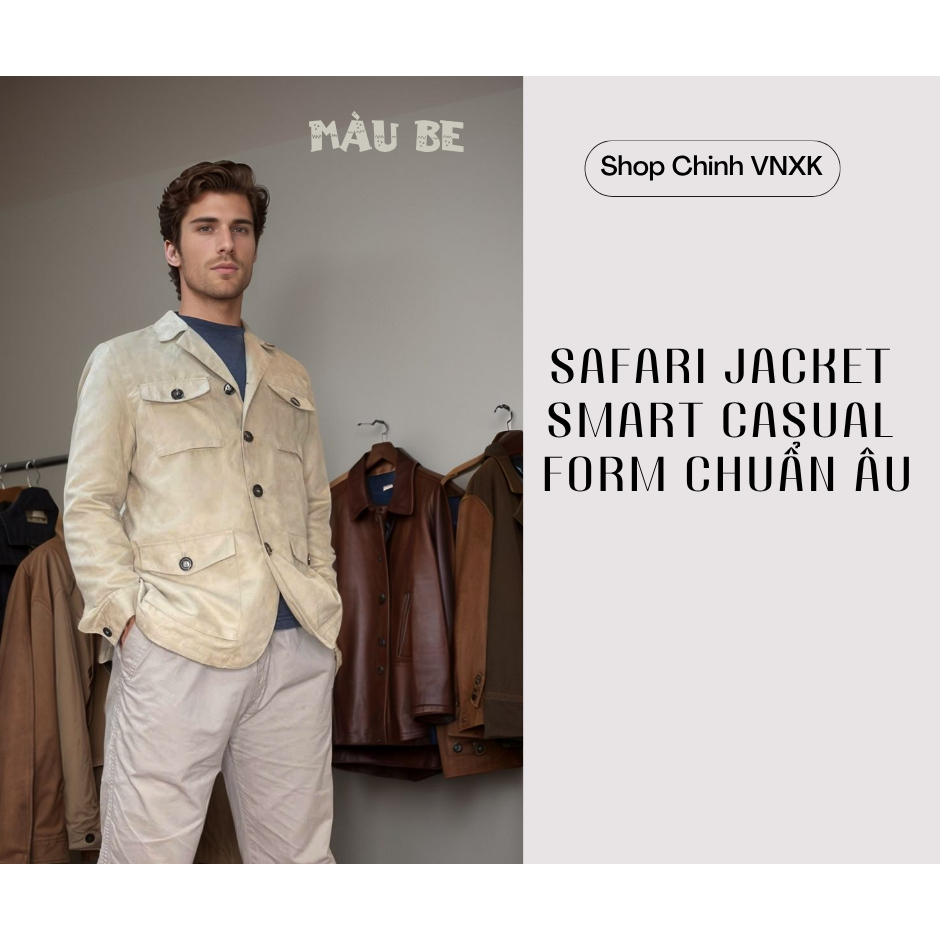 ÁO KHOÁC NAM ( SAFARI JACKET NAM) DA LỘN CHỐNG THẤM NƯỚC