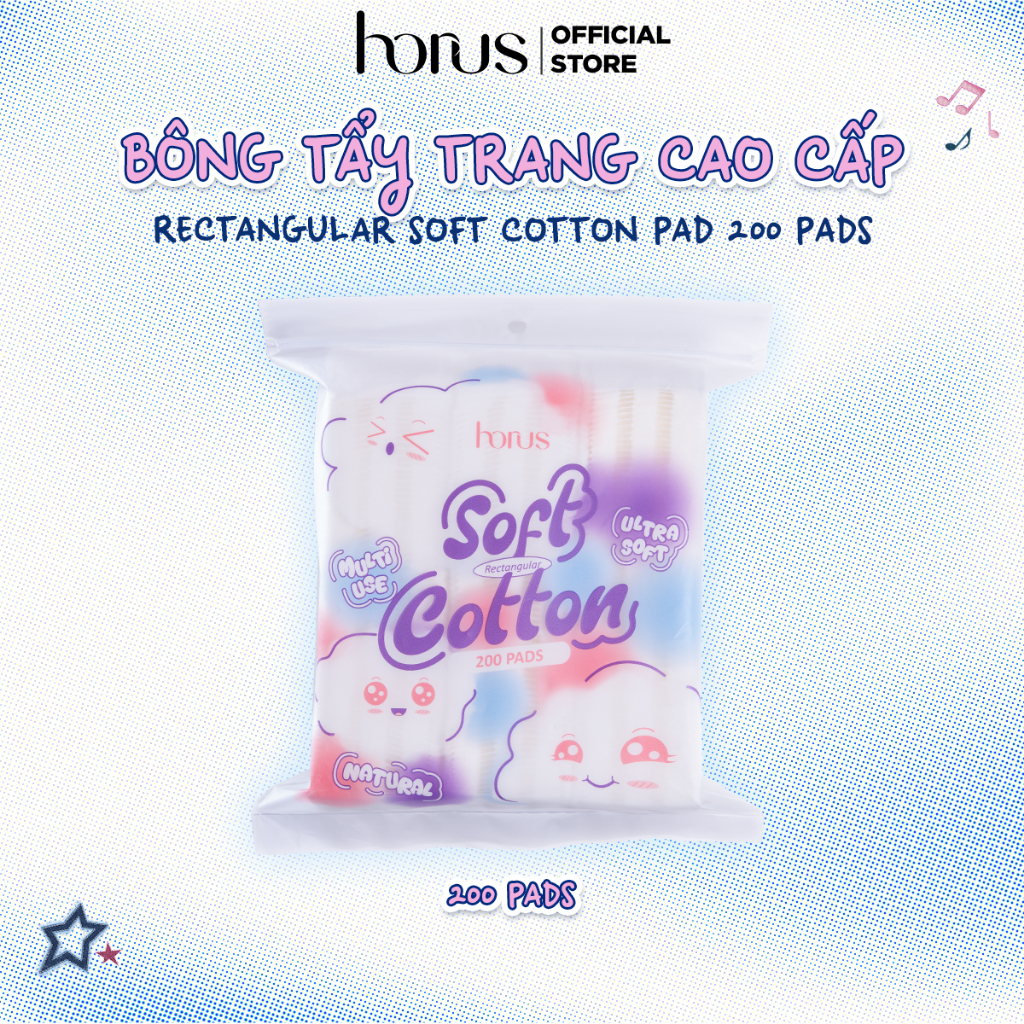 [ QUÀ TẶNG KHÔNG BÁN] Horus Bông Tẩy Trang Cao Cấp Rectangular Soft Cotton Pad 200 Pads