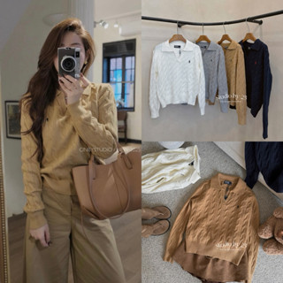  studioby25 | ÁO LEN POLO V CỔ BẺ THỪNG LOGO NGỰA HÀNG QC 