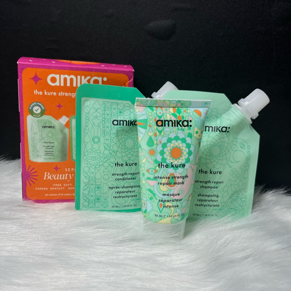 Set gội ủ xả phục hồi tóc Amika The Kure minisize