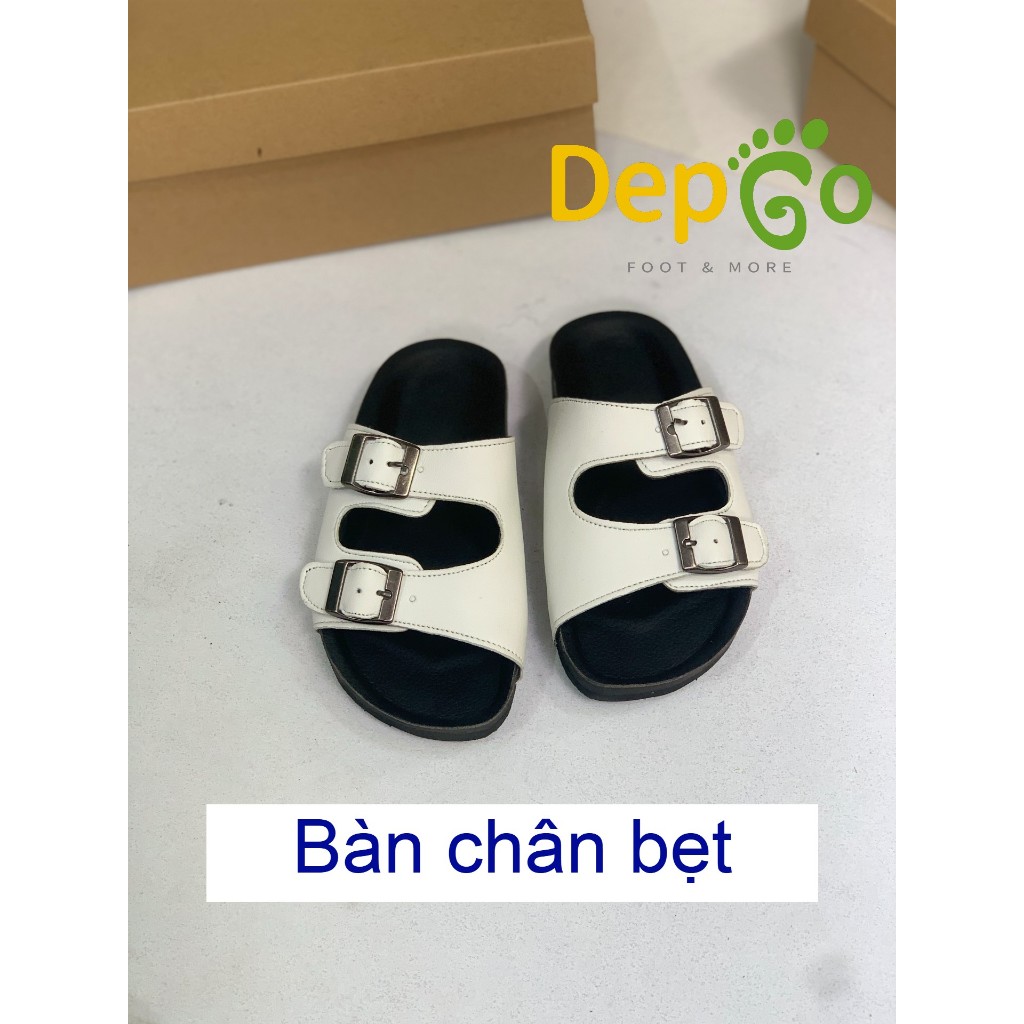 Dép 2 khóa trắng BÀN CHÂN BẸT