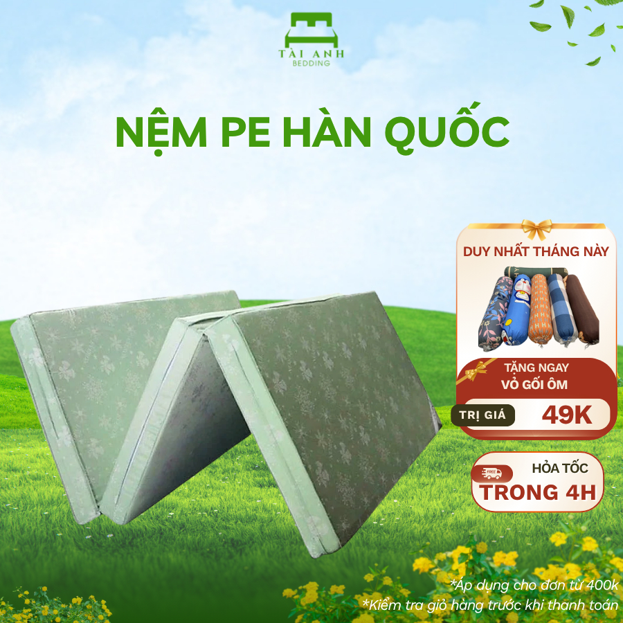 Nệm Gấp 3 PE Hàn Quốc Cao Cấp - Nệm PE Không Xẹp Lún, Gấp 3 Tiện Gọn