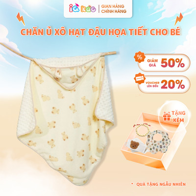 Chăn Ủ Hạt Đậu JUBON Cho Bé Sơ Sinh IQKAO UC01 – Mềm Mại, Thấm Hút Tốt, Kích Thước 70x70cm, Chống Gió & Đa Năng