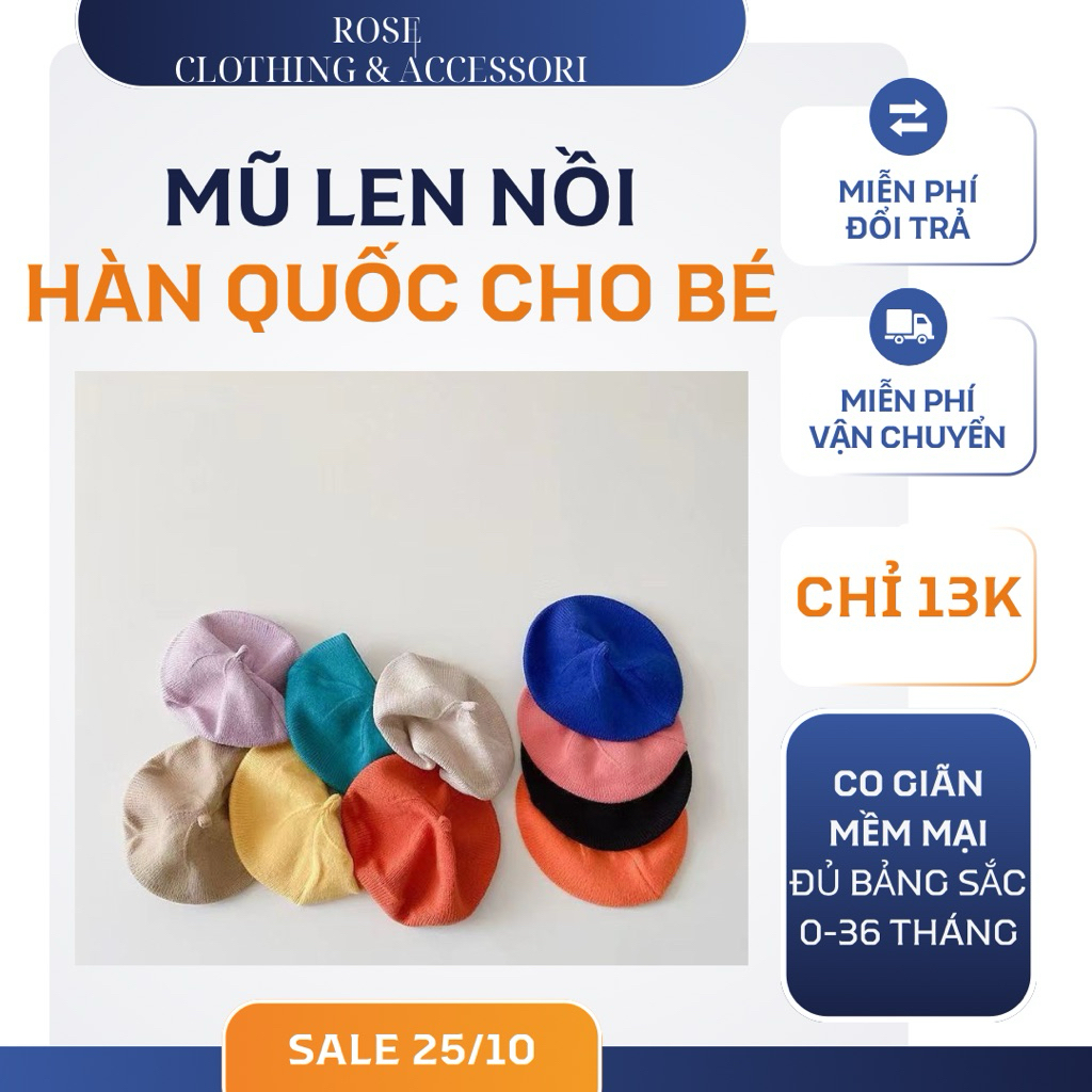 Mũ len nồi cho bé trai bé gái 0-36 tháng
