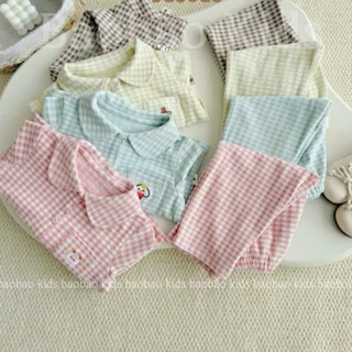  Pijama cho bé trai bé gái size 10-30kg hoạ tiết caro đồ ngủ dài tay thu đông cho bé chất cotton dày dặn 